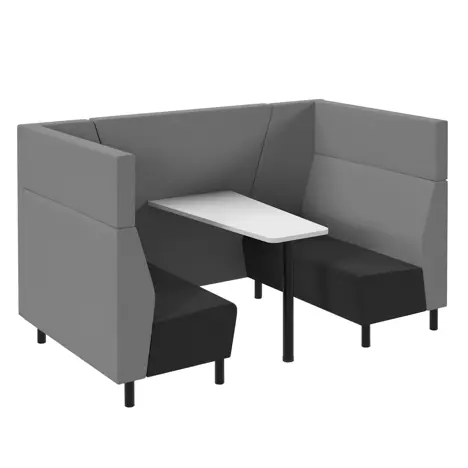 Muse 4 Person Fabric Booth - Grey Seat Back - Black Seat